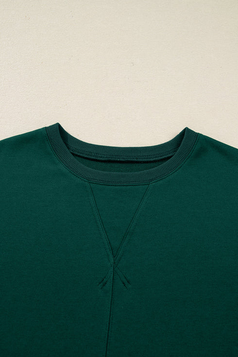 Pearl Embellished Drop Shoulder Pullover Mini Skirt Two Piece Dresses